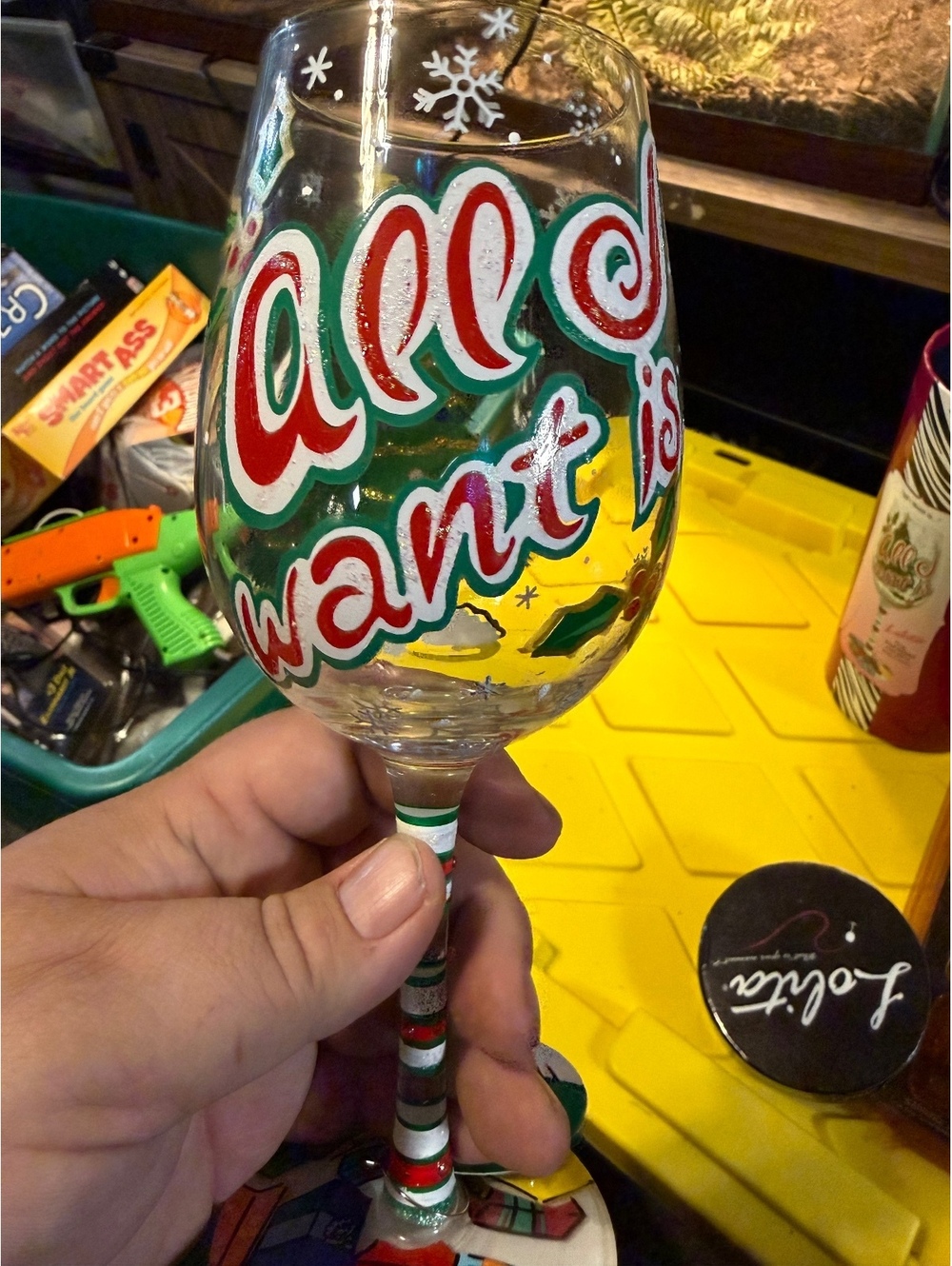 Lolita Hand-Painted All I Want Is Wine Glass with Recipe